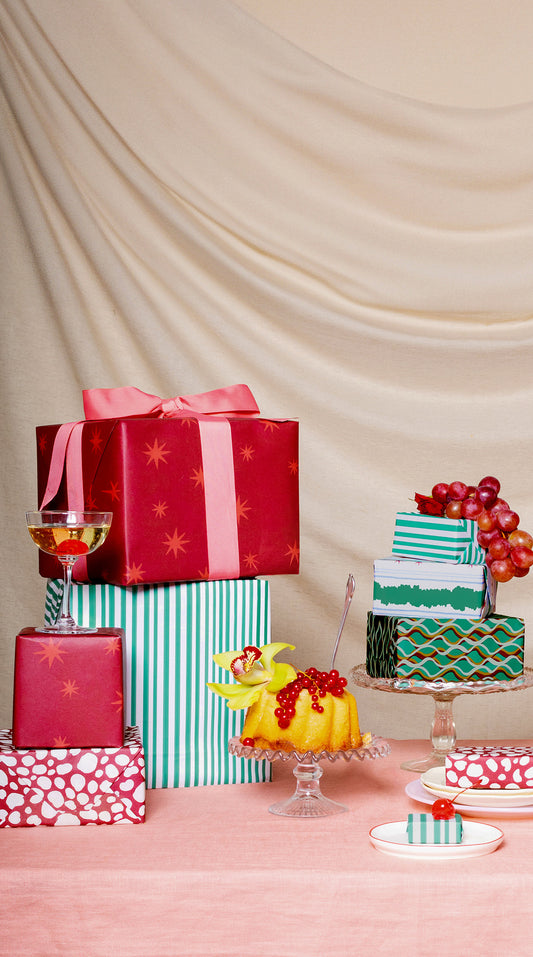 Seeing Stars Wrapping Paper, Burgundy