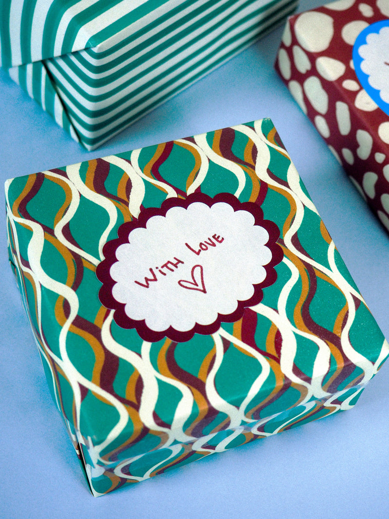 Scalloped Gift Tag Stickers, Burgundy