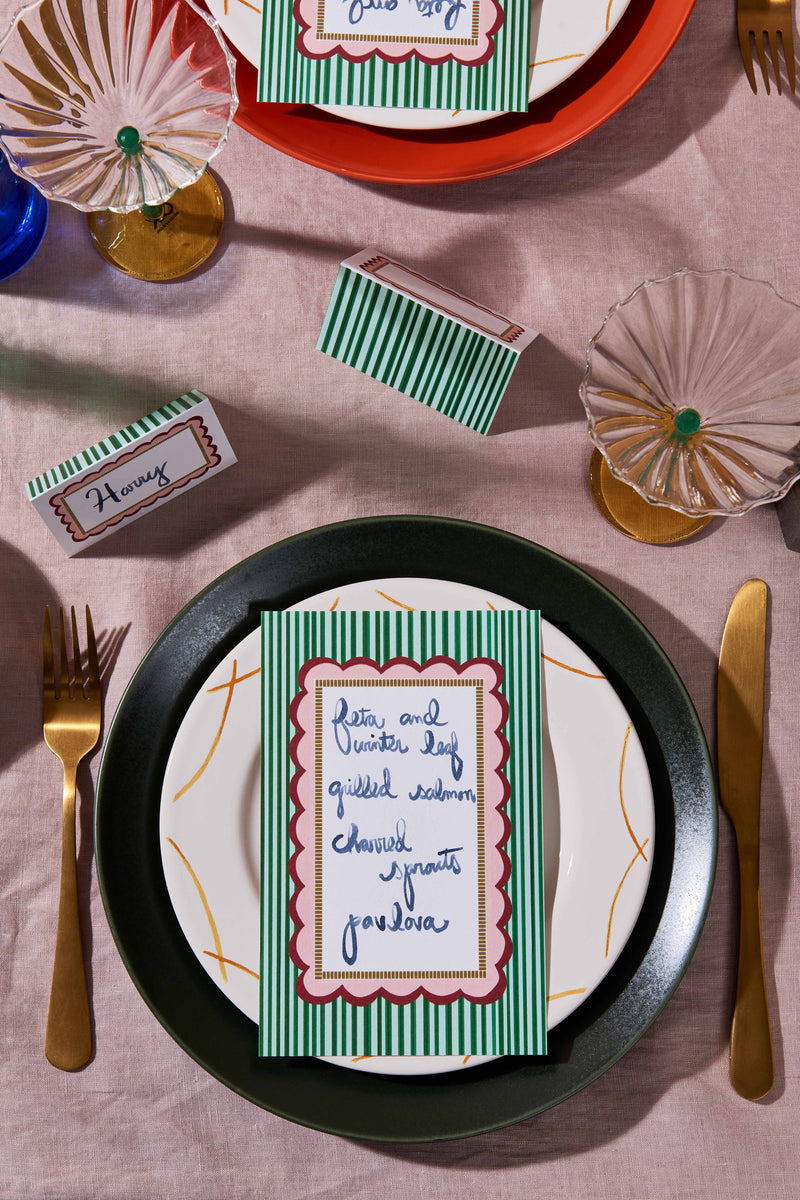 Candy stripe menu card