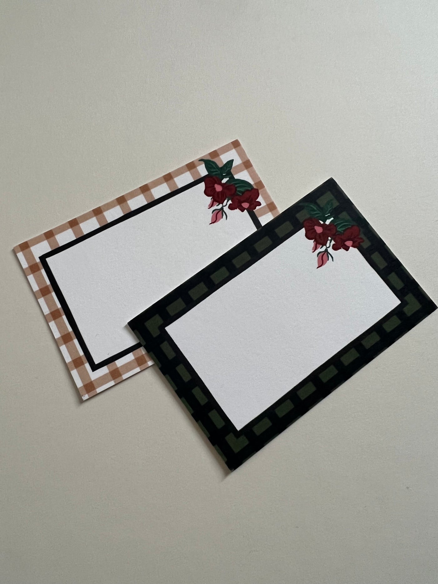 Winter floral retro style blank place cards