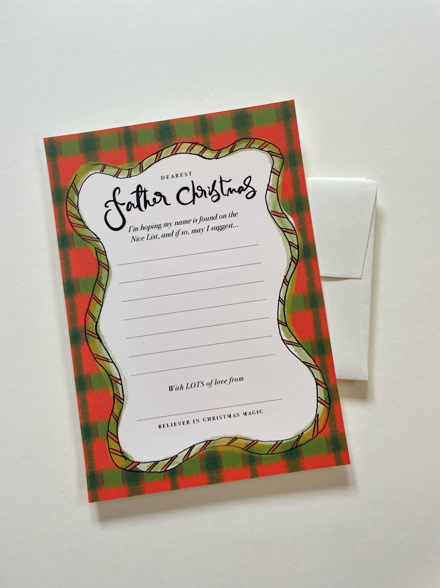Red tartan Father Christmas wishlist