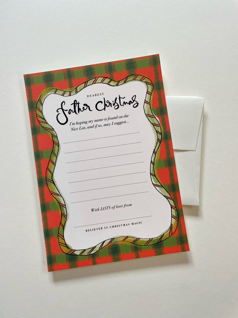 Red tartan Father Christmas wishlist