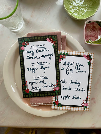 Winter floral retro style blank menu cards